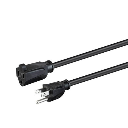 UPC: 0889028102374 | Monoprice Extension Cord – 15 Feet – Black | NEMA 5-15P to NEMA 5-15R  14AWG  15A  SJT  120V