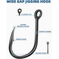 thumbnail image 4 of BLUEWING Wide Gap Jigging Hooks Needle Point Fishing Hooks High Carbon Steel Hooks Extra Sharp Fish Hooks for Freshwater Saltwater Fishing, Size 8/0, 10pcs, 4 of 7