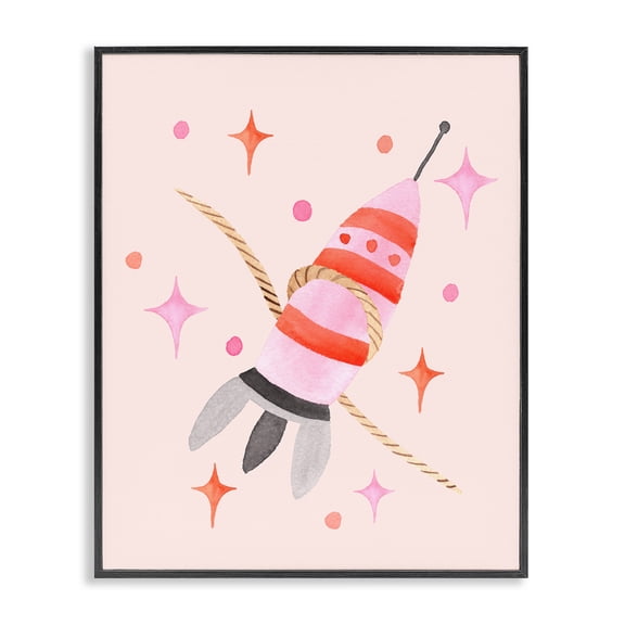 Spaceship with Lasso Black Framed Giclee Art, design by Nina Jacobs