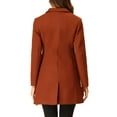 thumbnail image 4 of INSPIRE CHIC Women's Coat Solid Color Notched Lapel Single Breasted Winter Peacoat Brick Red L, 4 of 7