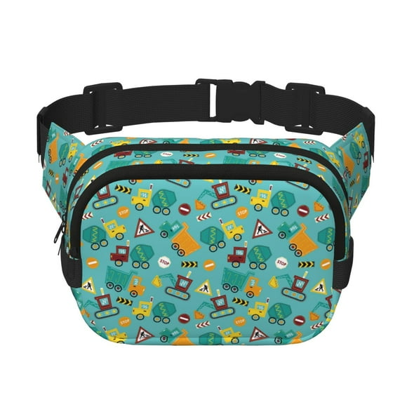 Disketp Trucks And Excavators Riñonera de Doble Capa, Bolsa de Cintura Ajustable para Viajes, Correr y Senderismo, Riñonera Ligera para Hombre y Mujer