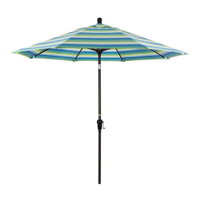 California Umbrella SDAU908117-5608 Parasol de Marché Rond en Aluminium de 9 Pi, Sunbrella Seville Seaside