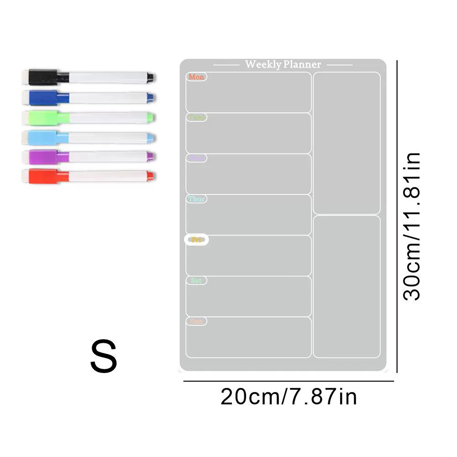 RUIG Acrylic Meal Planner Board for Kitchen Fridge - Weekly Calendar Planning Noteboard with Markers for Grocery List, Chore Chart & To-Do Organization