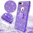 thumbnail image 3 of Apple Apple iPhone SE 2020/iPhone 8/iPhone 7 Case,Glitter Cute Phone Case Girls Kickstand,Bling Diamond- Bumper Ring Stand Sparkly - Purple, 3 of 5