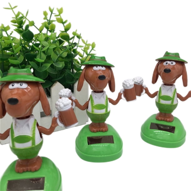 LSGGTIM Figurine de chien solaire - Figurine animée - Tête de chien - Décoration de tableau de bord - Décoration d'intérieur pour voiture, maison, bureau, table - 11 cm x 7 cm