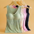thumbnail image 4 of Fiaer Built in Bra Tank Tops for Women Oversized 2025 Elegant Lace Patchwork Thermal Underwear High Stretch Comfy Layer Cami Purple XL, 4 of 5