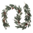 thumbnail image 2 of Artificial Christmas Garland 6.5Ft - Realistic Flocked Pine Greenery for Stair Railing, Mantel, Fireplace, Front Door, Holiday Party Decor with Green Cones, 2 of 6