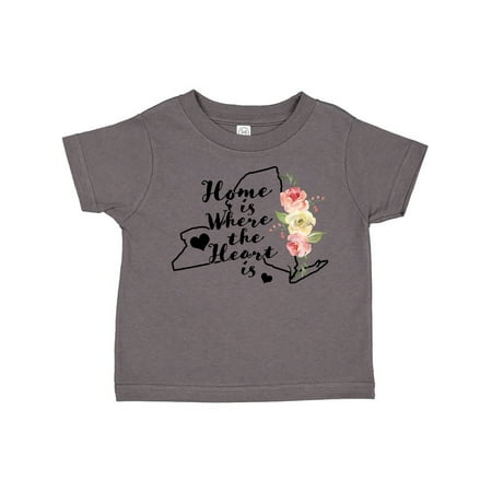 

Inktastic New York Home is Where the Heart is with Watercolor Floral Gift Toddler Boy or Toddler Girl T-Shirt