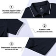 thumbnail image 3 of QPNGRP Men's Zipper Polo Shirts Short Sleeve Moisture Wicking Dry Fit Striped Casual Golf Shirts for Men Navy M, 3 of 6