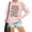 Pink, variant on Huaizzzy Women's Long Sleeve Hoodie with Crew Neck and Letter Print Casual Sweatshirt for Everyday Wear Crop Sweatsuit Beach Hoodies Women Knit Sweater Pants Set Corded Sweatshirt Fit Cans Old School