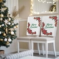 thumbnail image 3 of Merry Christmas Chair Covers Set of 1 Poinsettia Red Floral Green Leaf Winter Chair Back Covers Stretch Removable Washable Slipcovers Protector for Dining Room Kitchen Party Decor, 3 of 5
