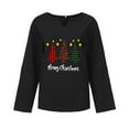 thumbnail image 3 of Christmas V Neck Shirt for Women Funny Xmas Tree Long Sleeve Graphic Linen Tee Holiday Family Party Winter Tops, 3 of 3