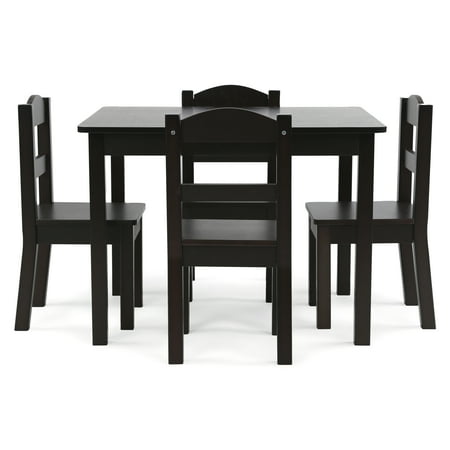 Humble Crew Kids Wood Table and 4 Chairs Set, Brown