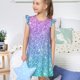 thumbnail image 4 of Fotbe Multicolor Glitter Vestido de Dormir para Niñas de 3 a 10 Años, Mangas Cortas, Estilo Princesa, Pijama Camisón con Mangas Voladas-Medium, 4 of 6
