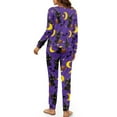 thumbnail image 3 of Yuyamidu Black Cat Pjs for Women Set 2 Pieces Pumpkin Pajama Tops with Long Sweatpants Size S Halloween Casual Long Sleeve Sleepwear Comfy Home Wear Lounge Wear, Purple, 3 of 7