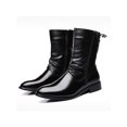 thumbnail image 3 of Colisha Mens Booties Side Zip Riding Boot Casual Pleated Mid Calf Boots Dress Non Slip Pointed Toe Winter Shoes Black 7, 3 of 8