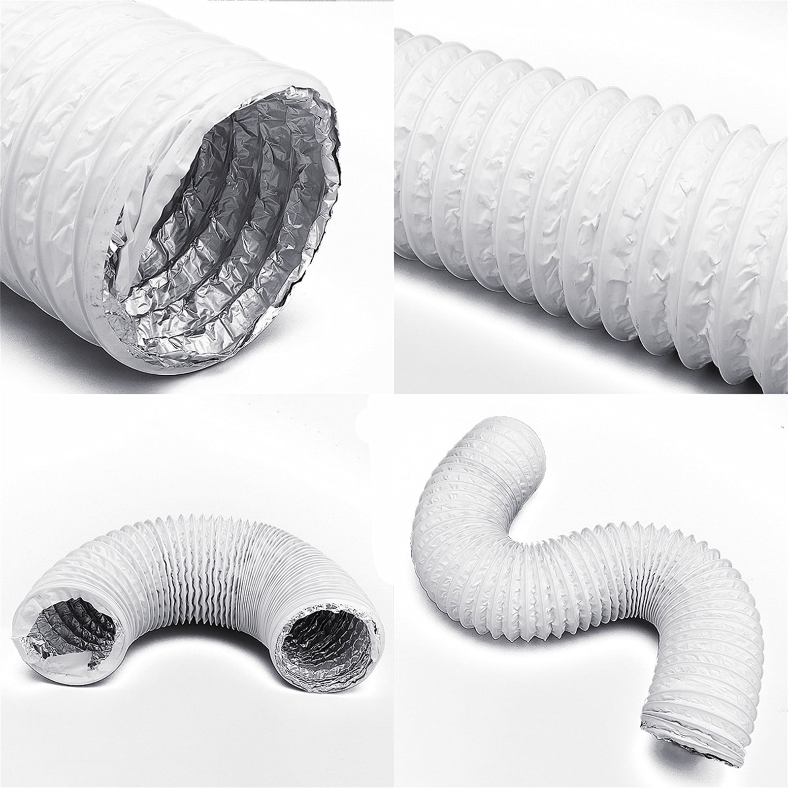 Portable Air Conditioner Exhaust Hose 600CM Flexible Aluminum Dryer Vent Ducting HVAC Ventilation White