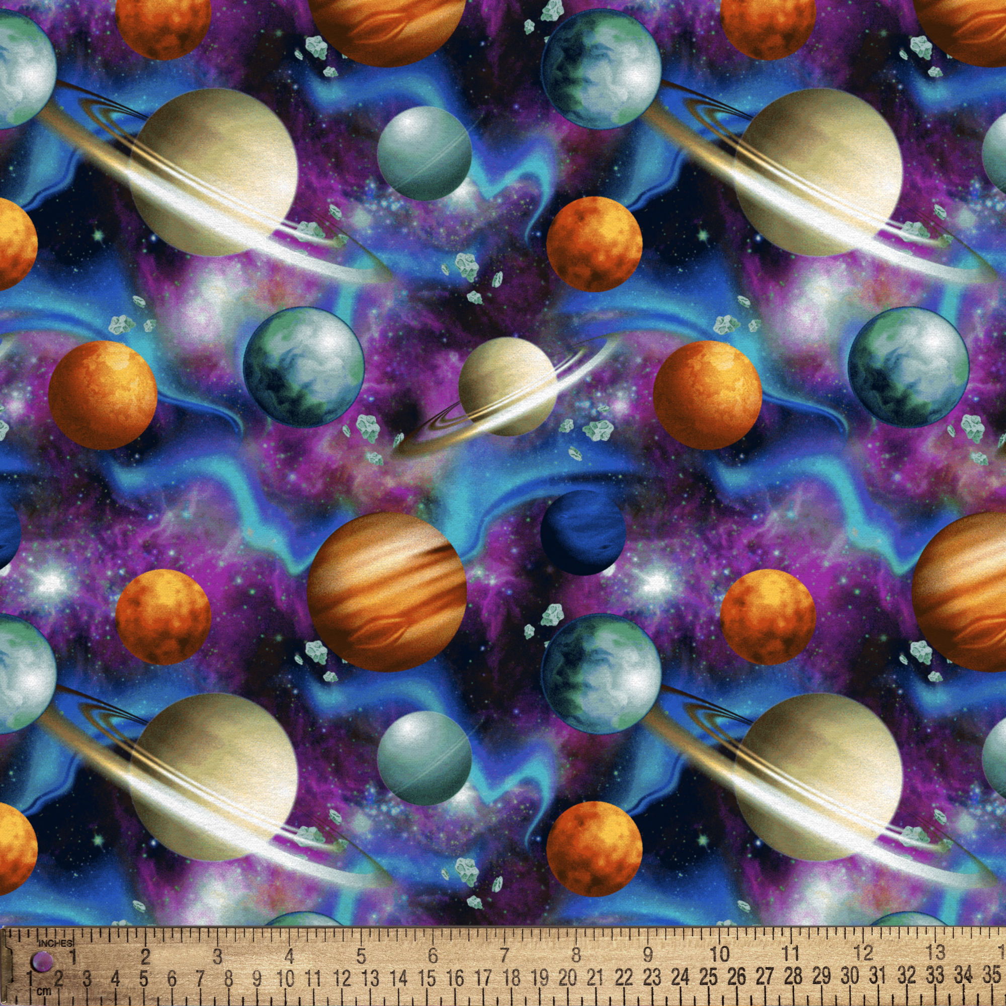 Mainstays 1.5 Yards 100% Cotton Light-weight Flannel Aurora Space, Multi-color, 42" Wide for Crafts