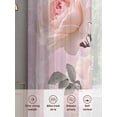 thumbnail image 6 of Romantic Pink Roses Sheer Curtains 84 Inch Length 2 Panels Set, Watercolor Botanical Floral Voile Window Treatment Rod Pocket Curtains Sheers Drapes for Bedroom/Living Room/Kitchen 52"x84"x2, 6 of 7
