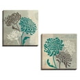 thumbnail image 2 of Gango Home Decor Blooming Chrysanthemum Floral Wall Art; Two Blue 16x16in Hand-Stretched Canvases, 2 of 6