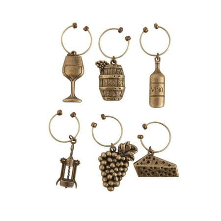 

Twine Antiqued Farmhouse Decor Wine Charms & Drink Markers for Wine Glasses