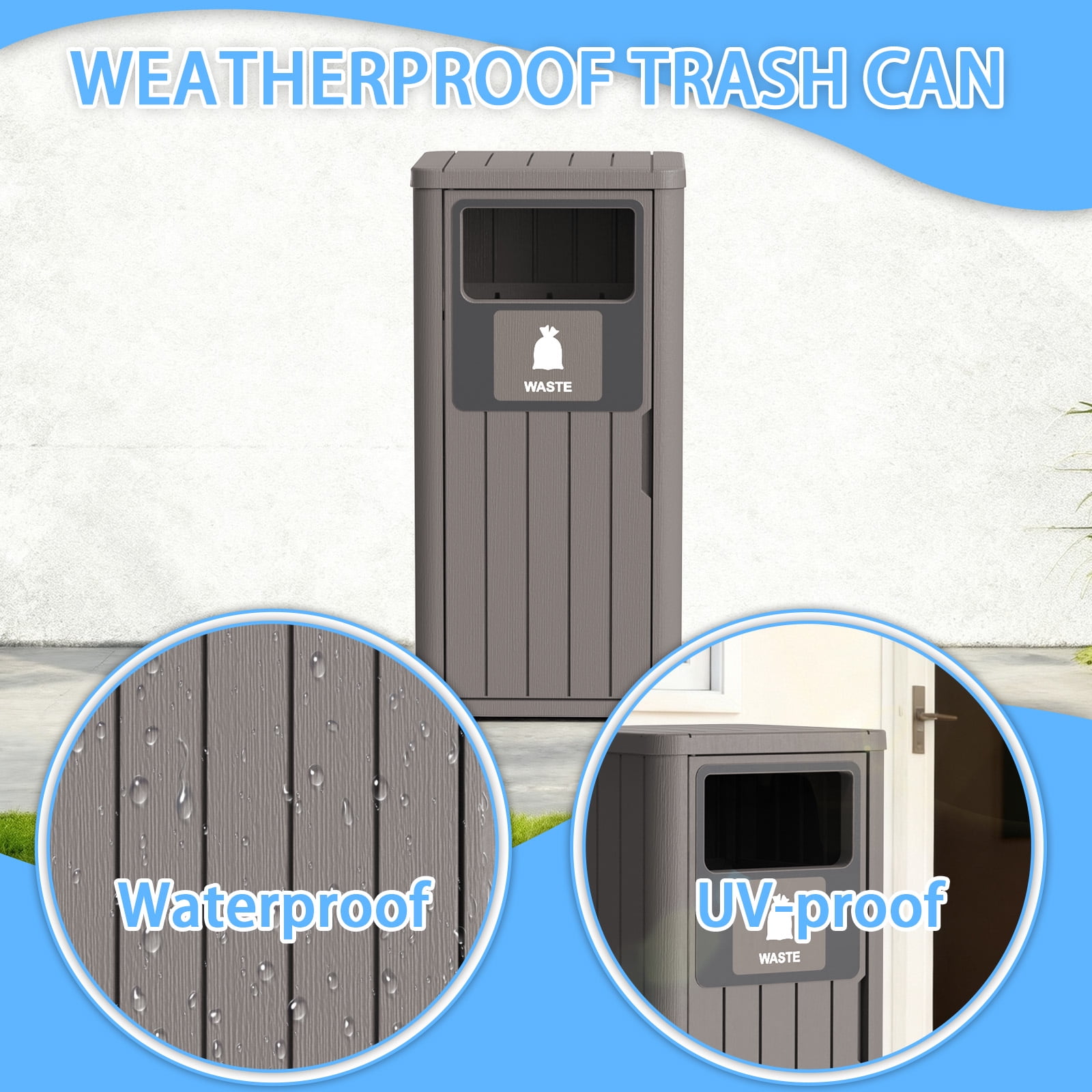 MAYEERTY 80L Double-Bucket Outdoor Waste Bin, Weather-Resistant Trash Can for Patio Yard Garden