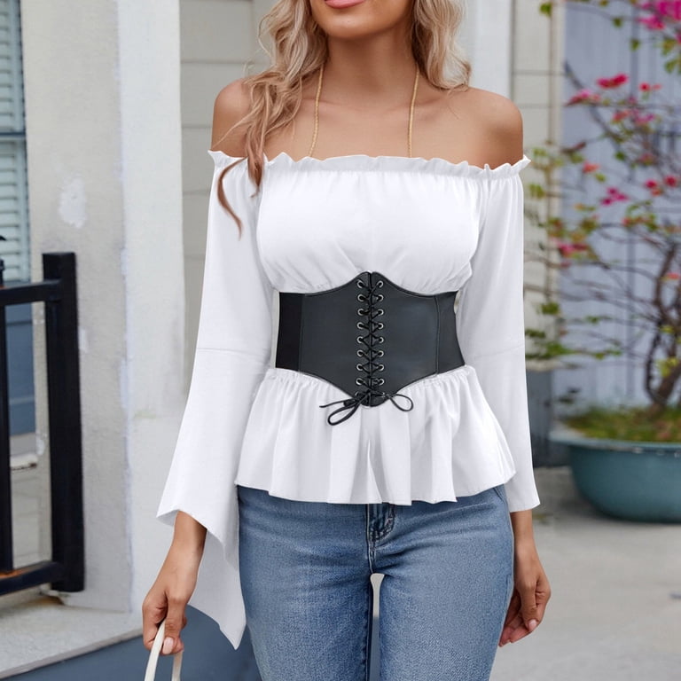 Women\'s White Suitable Casual Wear Fishbone Wide Waist Corset Pirate Belt Scarlet Darkness Corset Belt for Women Fishbone Wide Waist  main image 2