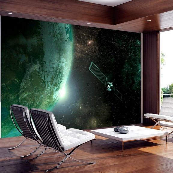Tiptophomedecor Space Wallpaper Wall Mural - Green Planet