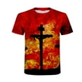 thumbnail image 4 of Waiimak T-Shirt Unimode pour Hommes Imprimés Graphiques Croix Manches Courtes Blouse Décontractée, 4 of 9