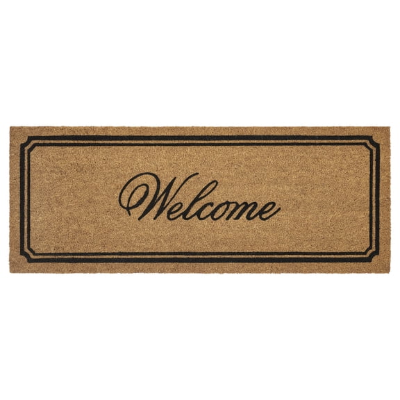 My Texas House Black Border Welcome Outdoor Coir Mat, 18" x 47"