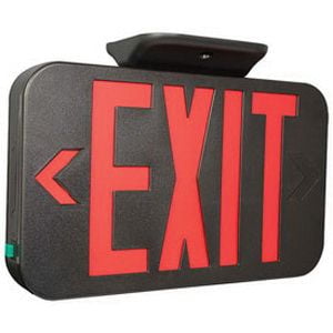 Hubbell Lighting CERB Battery Powered LED Emergency Exit Sign Black Housing Red Letter 120/277 Volt AC Compass
