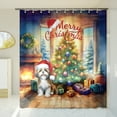 thumbnail image 3 of Merry Christmas Shih Tzu Santa Hat Xmas Tree Winter Holiday Shower Curtain Lion Dog Lover Gifts Waterproof Bathroom Bathtub Curtain - 01013, 3 of 5
