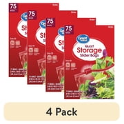 (4 pack) Great Value Fresh Seal Slider Zipper Bags, Quart Storage, 75 Count