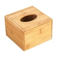 thumbnail image 3 of Caja de pañuelos de bambú con tapa, dispensador de pañuelos faciales, organizador decorativo rectangular S, 3 of 9