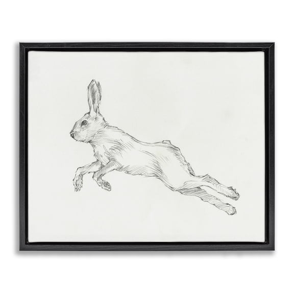 Stupell Industries Transitional Rabbit Hopping Sketch Black Floating Frame Canvas Art, 21 x 17, by Ethan Harper
