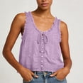 thumbnail image 2 of aohooy Women Cotton Tank Tops Y2k Cropped Lace Button Down Sleeveless Shirt Boho Casual Summer Fashion Tops Dressy Blouse 2026 Purple,L, 2 of 7