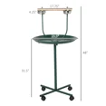 thumbnail image 3 of Pefilos 48" Metal Bird Stand, Rolling T-Stand Bird Training Activity Playground with Perch and Feeding Bowls, Green, 3 of 9