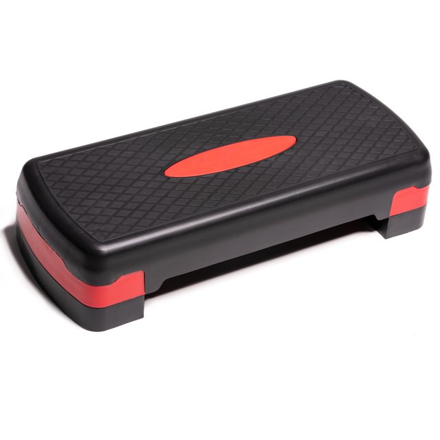 PRISP Adjustable Aerobic Stepper, 2 Height Levels (10/15cm - 4"/6") Exercise Step Platform for Home Gym and Fitness Training; 68 x 28cm