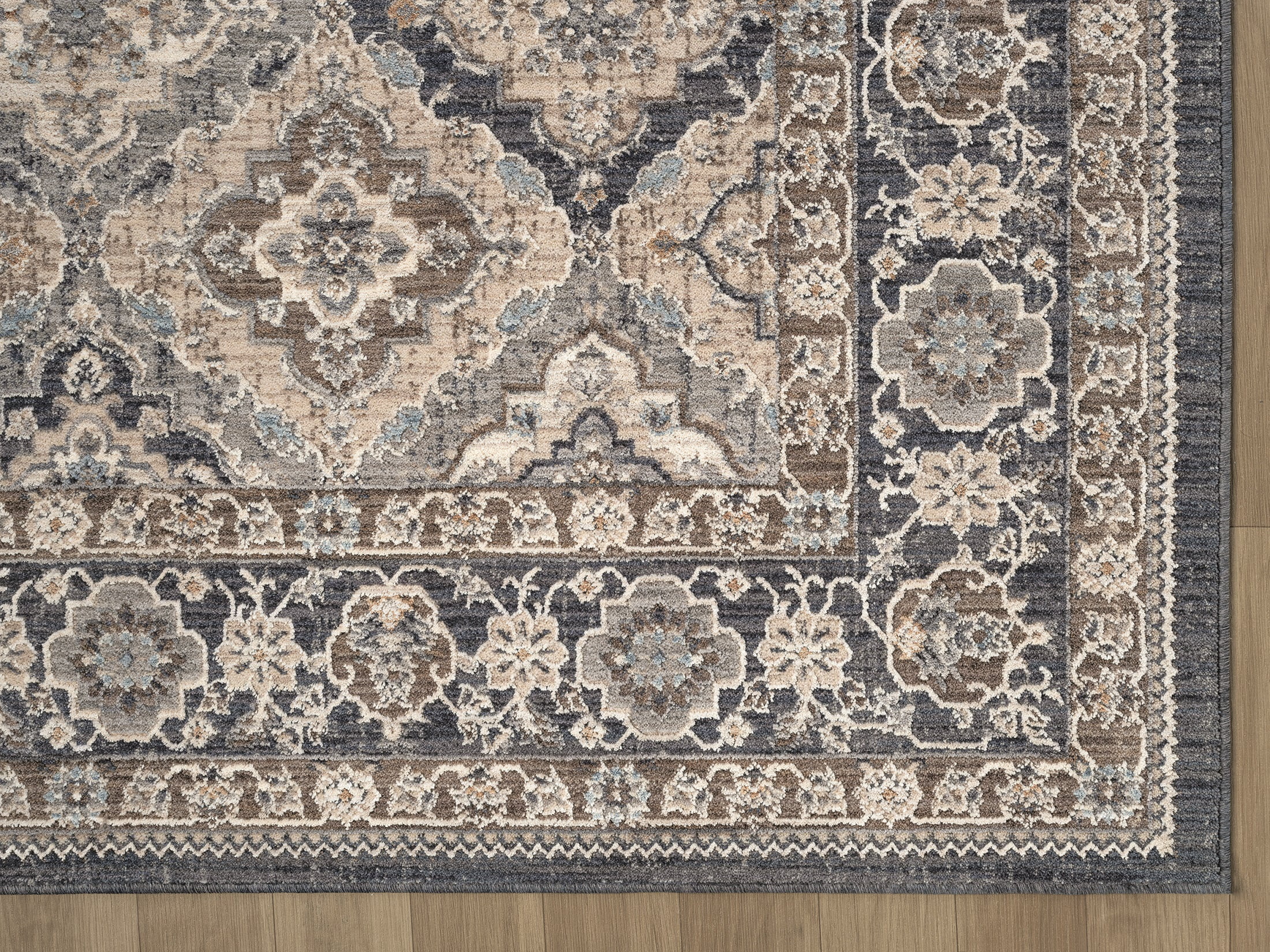 United Weavers Utopia Easton Oriental Border Round Rug, Blue, 7'11" x 7'11"