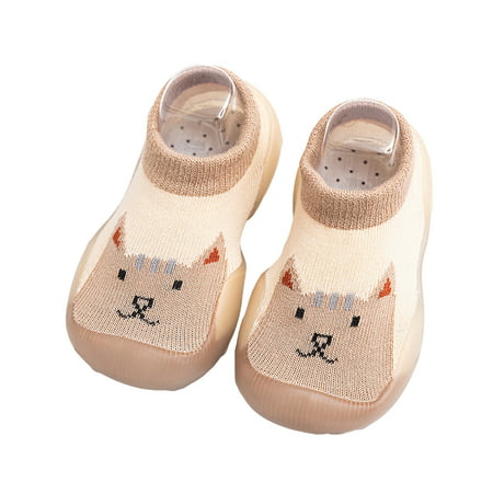 

DNDKILG Toddler Child Girl s Boy Cartoon Spring Summer Fall Floor Socks Slippers Infant Baby Non-Slip Elastic First Walkers Shoes Khaki 6M-2.5Y 25