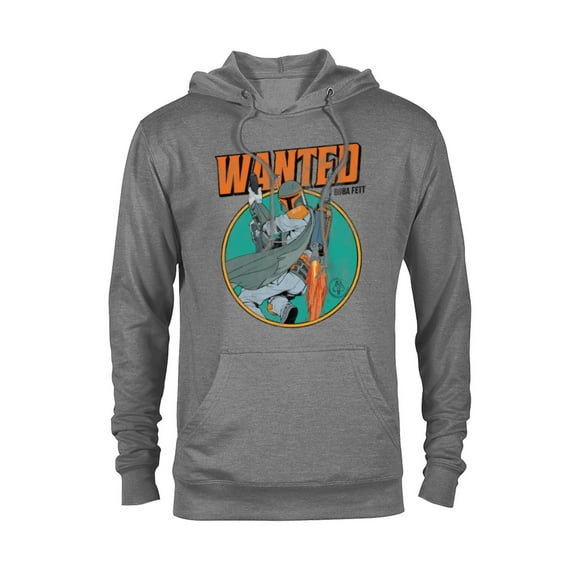 Star Wars Boba Fett Wanted Distressed Mandalorian - Pullover Hoodie for Adults -Customized-Graphite Heather
