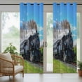 thumbnail image 5 of Outdoor Curtains for Patio Waterproof, Watercolor Trains Outdoor Privacy Panels Grommet, Modern Nature Landscape Blue Green Blackout Outside Curtains for Porch/Cabana/Pergola/Gazebo 54"x108", 1 Panel, 5 of 8