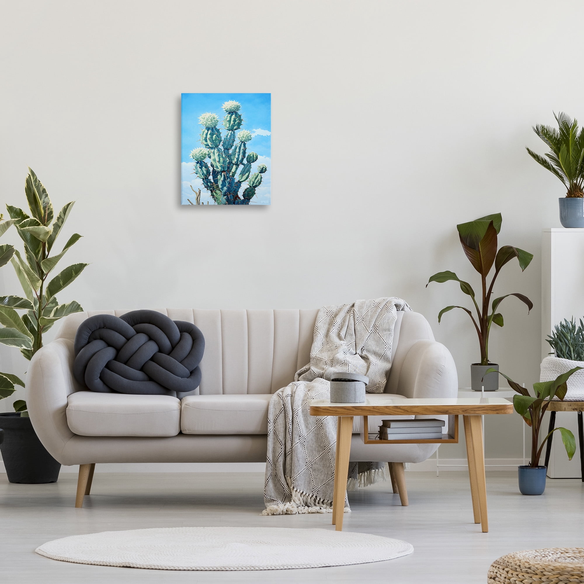 Stupell Industries Cactus & Cloudy Sky Botanical & Floral Painting Gallery Wrapped Canvas Art Print Wall Art, 16 x 20