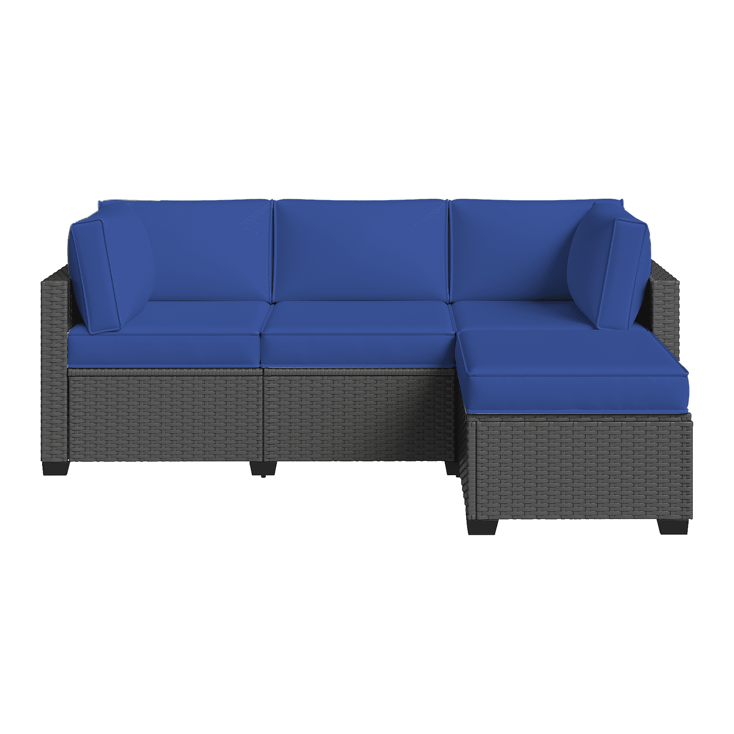 BaPiPro 4-Person Navy Blue Outdoor Sectional Sofa Cushions, Waterproof Polyester Patio Cushions with High-Density Sponge & Side Pillows, No Assembly for Backyard, Balcony, Deck & Poolside