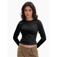 thumbnail image 4 of Women’s Basic Skinny Crop Top Tee Shirt Short Sleeve Workout Round Neck Cropped Tshirt, 4 of 6