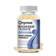 Orgmax Magnesium Taurate Supplements - 120 Vegan Capsules - Supports Hearth Health, Muscle Cramps, Bone Health, Positive Mood - Non-GMO and Gluten Free