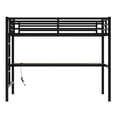 thumbnail image 4 of Metal Twin XL Loft Bed with Desk, Power Outlet and LED Lights, Space Saving Design with USB Charging, Noise Reduced, Black, 4 of 16