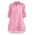 thumbnail image 4 of SOOMLON Dress Cover up for Women Plus Size Fringe Swimsuit Coverup Long Sleeve Shirt Dress Elegant Beach Party Swimwear, 4 of 7