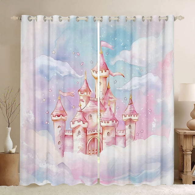 Erosebridal Rideaux de Château Roses Lot de 2 (38x45), Rideaux Occultants 30 %-50 % Princesse Rêveuse, Décor à Thème Conte de Fées