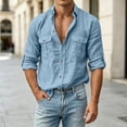 thumbnail image 5 of QIYAGBSA Men's Long Sleeve Button Down Shirt, Textured Cotton Linen Work Shirt with Double Pockets for Casual Office and Weekend, 5 of 8